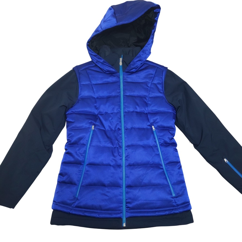 Spyder‎ Jacket Womens 10 L Blue Hybrid Quilted Puffer Ski Hooded Moxie Coat